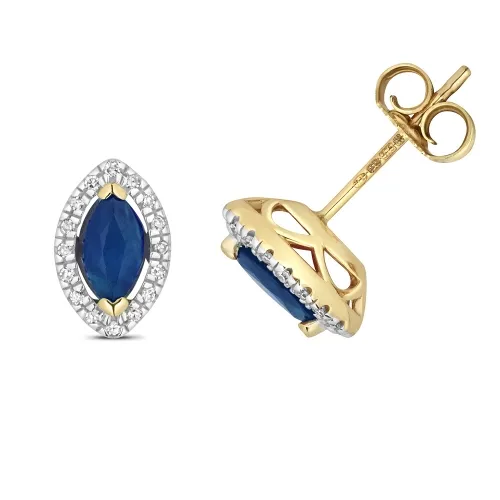 Diamond And Sapphire Marquise Studs